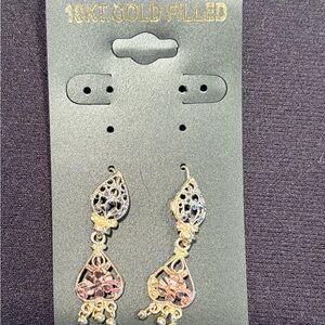Elegant Gold and Pink Drop Earrings